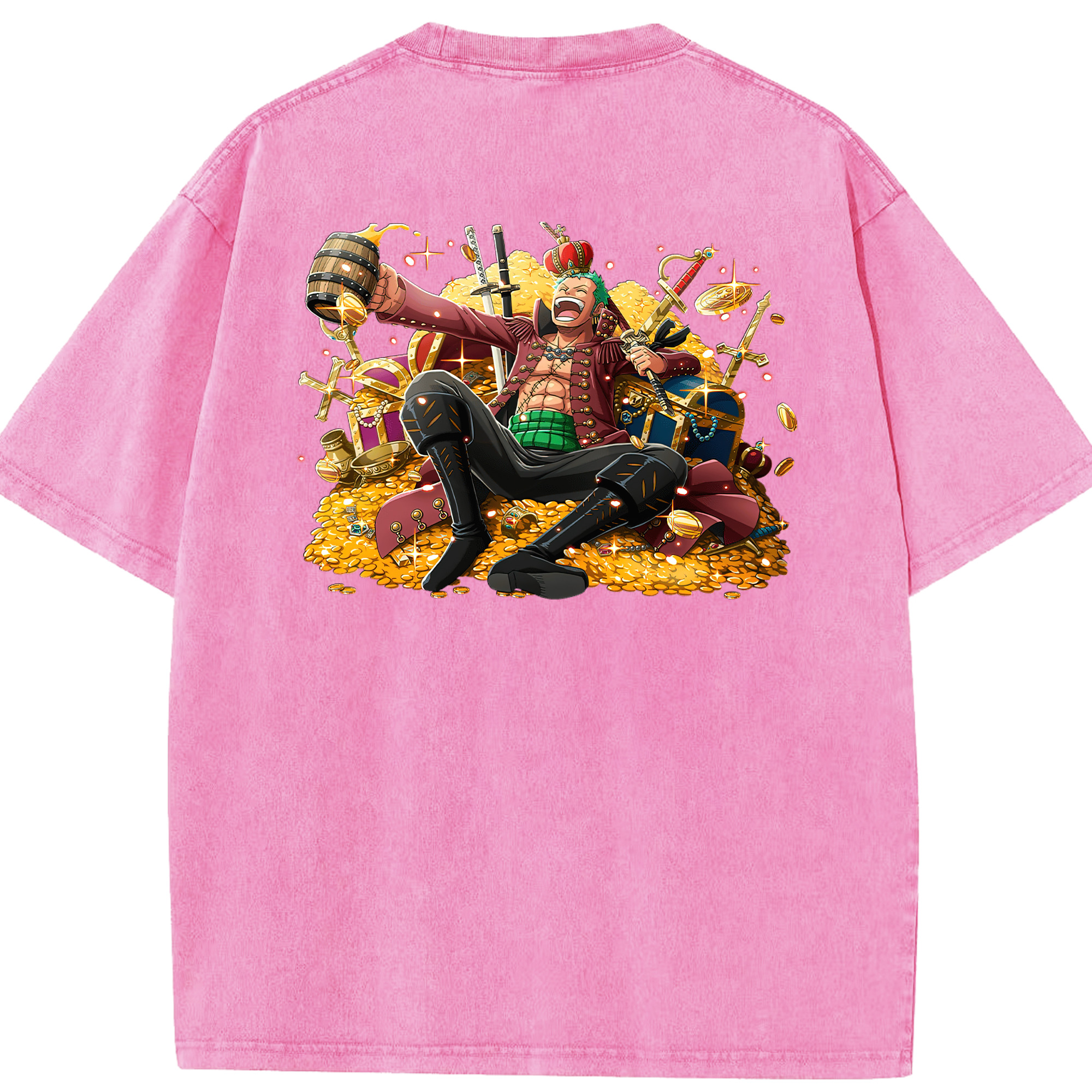 ワンピース ロロノア・ゾロ ONE PIECE Roronoa Zoro 綿100% ヴィンテージ風 半袖Tシャツ（背面プリント）